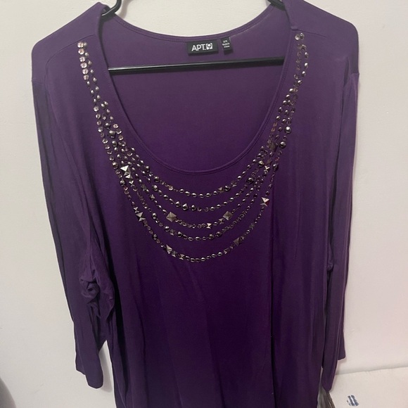 Apt. 9 Purple Embellished 3/4 Sleeve Blouse - Picture 2 of 5